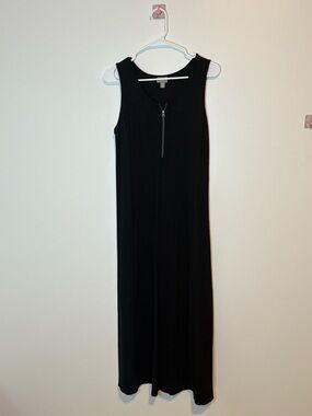 J Jill Sleeveless Black Maxi Dress with Front Zip